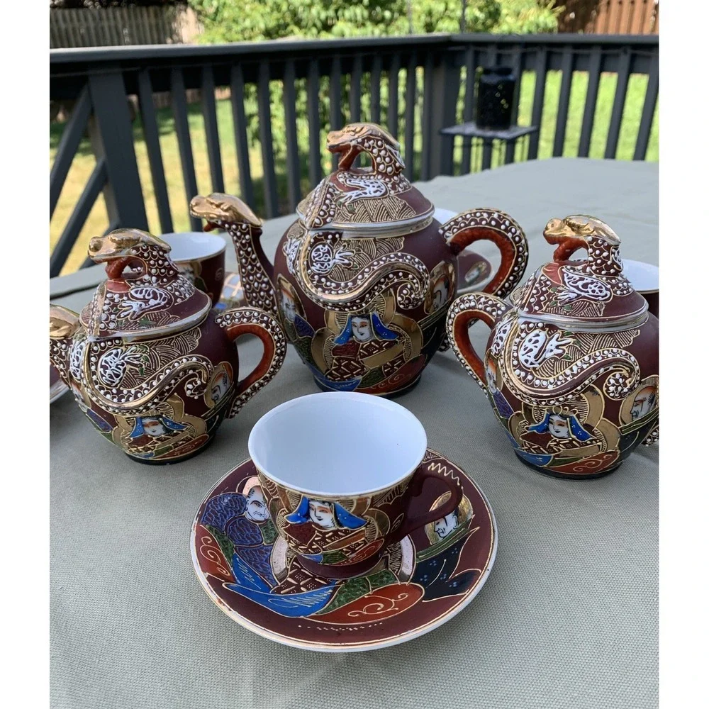 VTG JB Betson Dragonware 15 PC Tea Set Moriage Teapot Cups Saucers